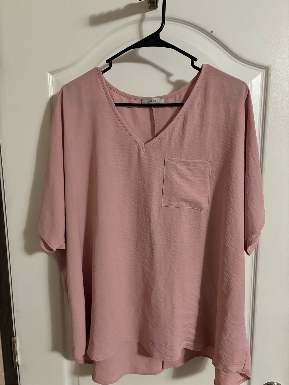 Relaxed V-Neck Tunic Top - Dusty Rose